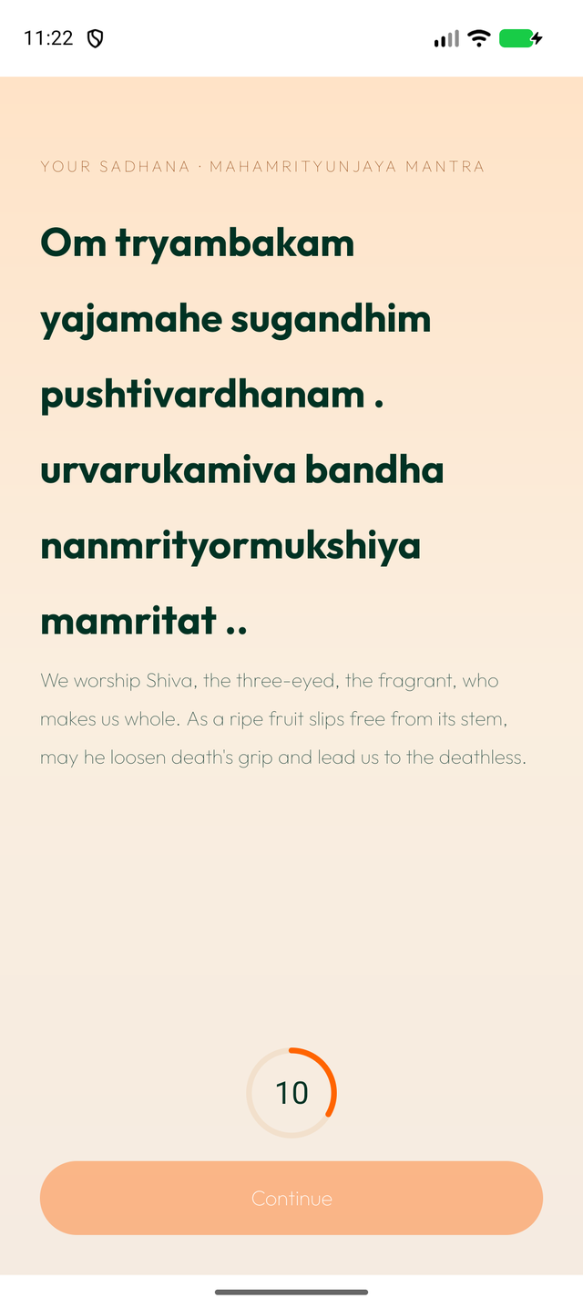 Niyam appears over YouTube — Mahamrityunjaya mantra with the 15-second ring